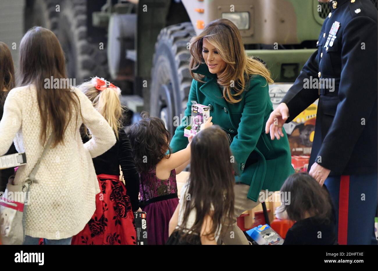 U.S. first lady Melania Trump helps to sort toys with Marines for the Marine Corps' Toys for Tots Campaign December 13, 2017 at Joint Base Anacostia-Bolling in Washington, DC, USA. Photo by Olivier Douliery/ABACAPRESS.COM Stock Photo