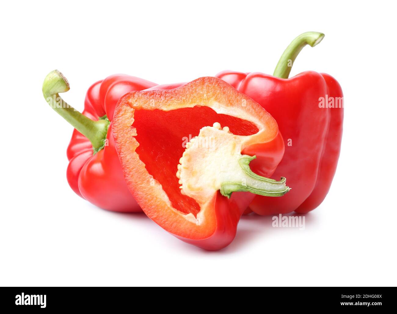 Red bell pepper on white background Stock Photo - Alamy
