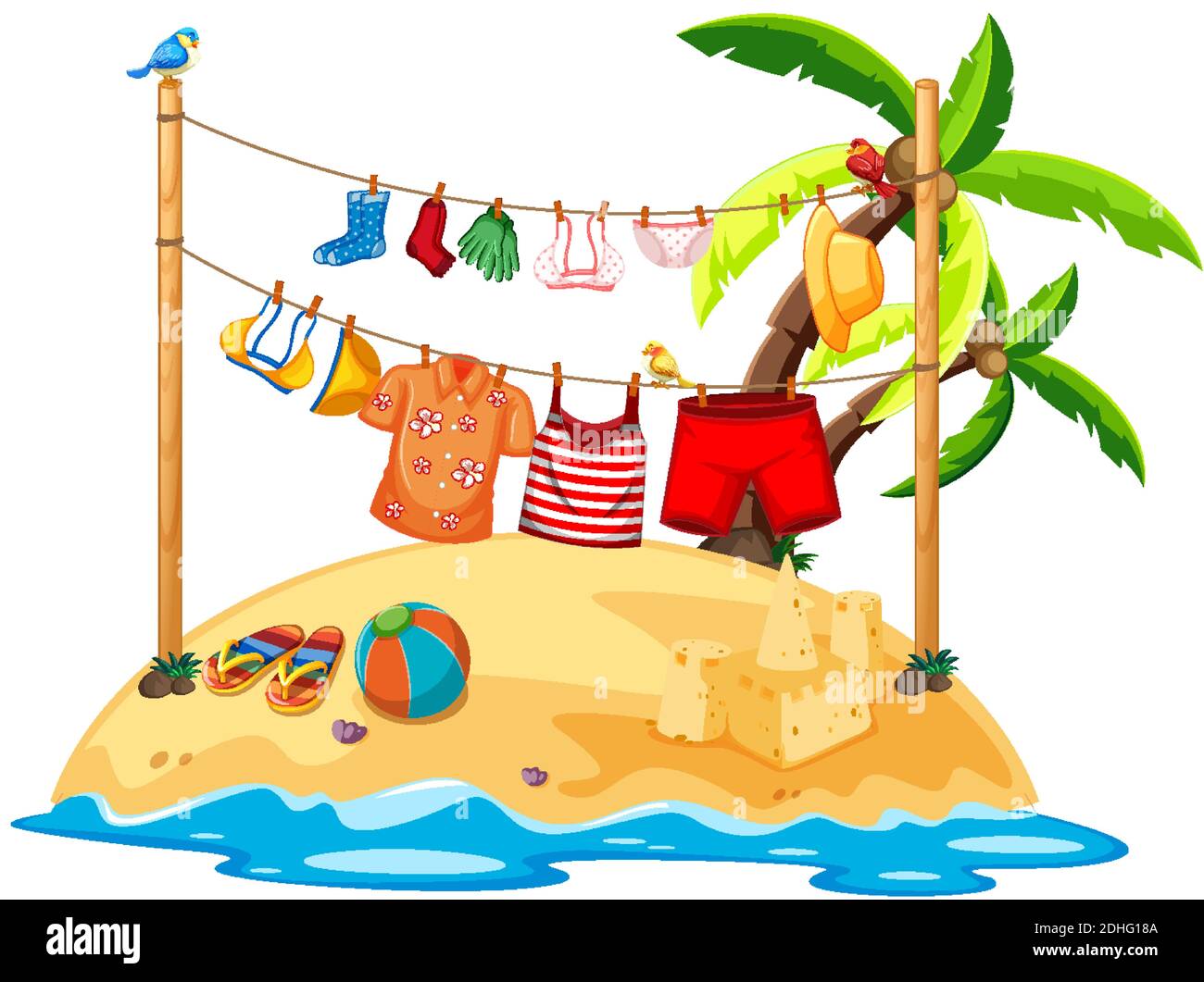 Isolated summer clothes hanging outdoor illustration Stock Vector