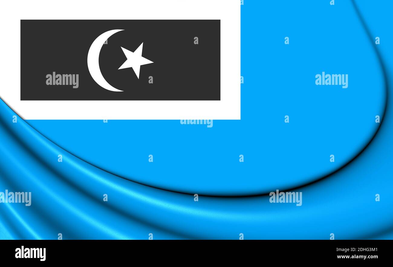 3D Flag of Dungun (Terengganu), Malaysia. 3D Illustration. Stock Photo