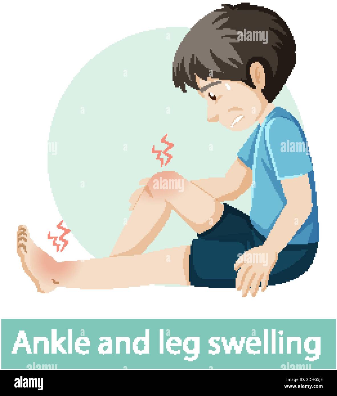 Cartoon character with ankle and leg swelling symptoms illustration ...