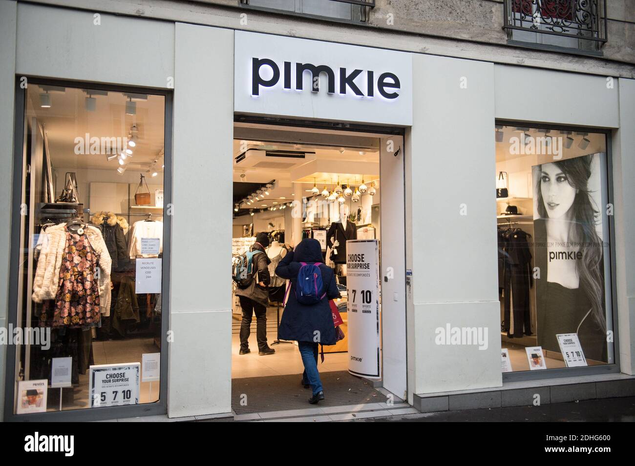 This photo taken on December 27, 2017 shows the logo of French clothing  manufacturer Pimkie in Paris, France. Pimkie plans to downsize the company  in 2018 and to close some stores. Photo