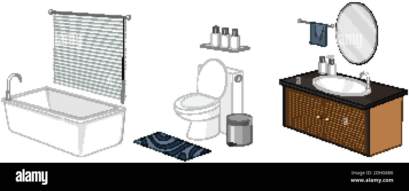 Bathroom furniture isolated on white background illustration Stock ...