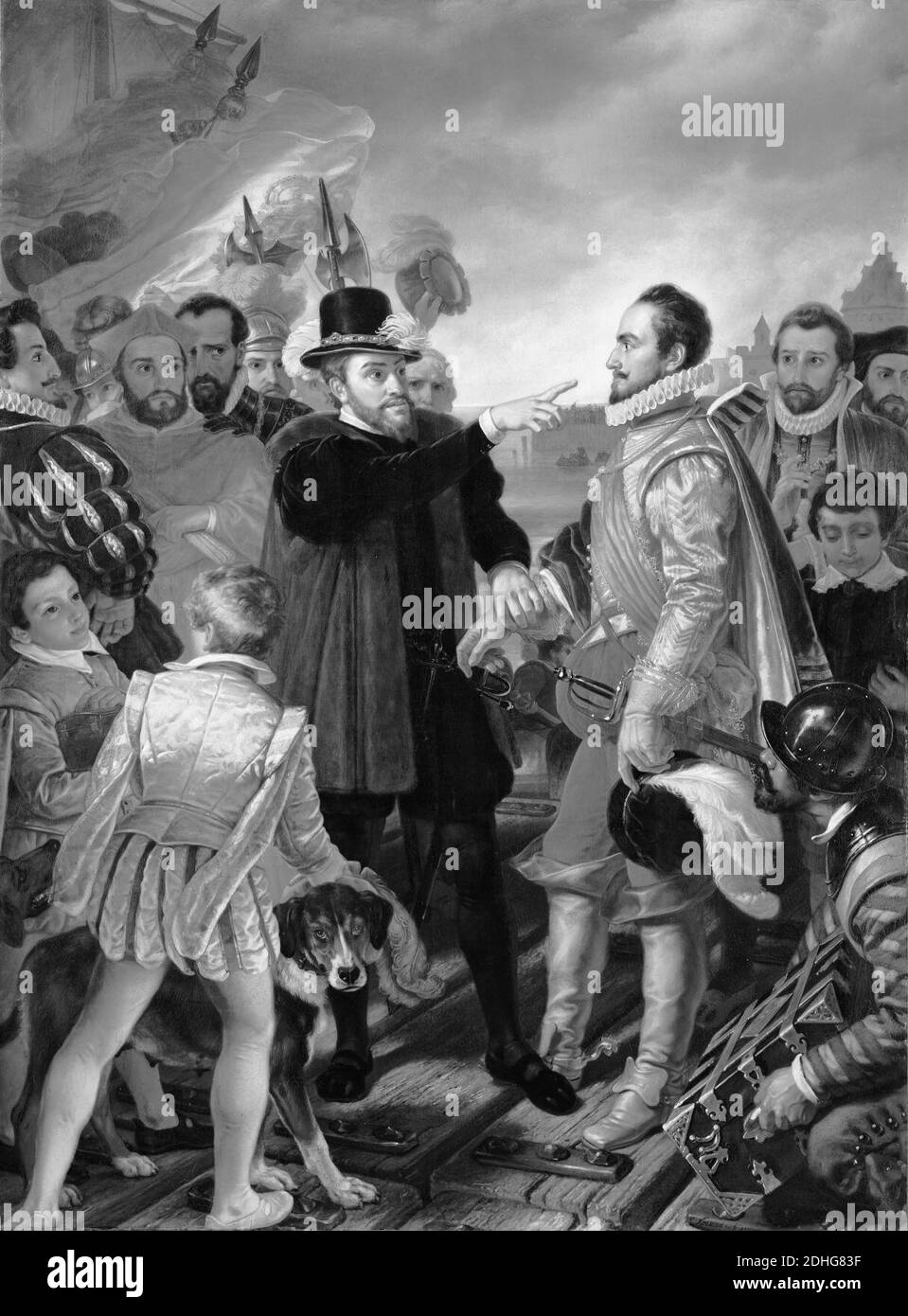 Philips II beschuldigt prins Willem van Oranje te Vlissingen bij zijn vertrek uit de Nederlanden in 1559 Stock Photo