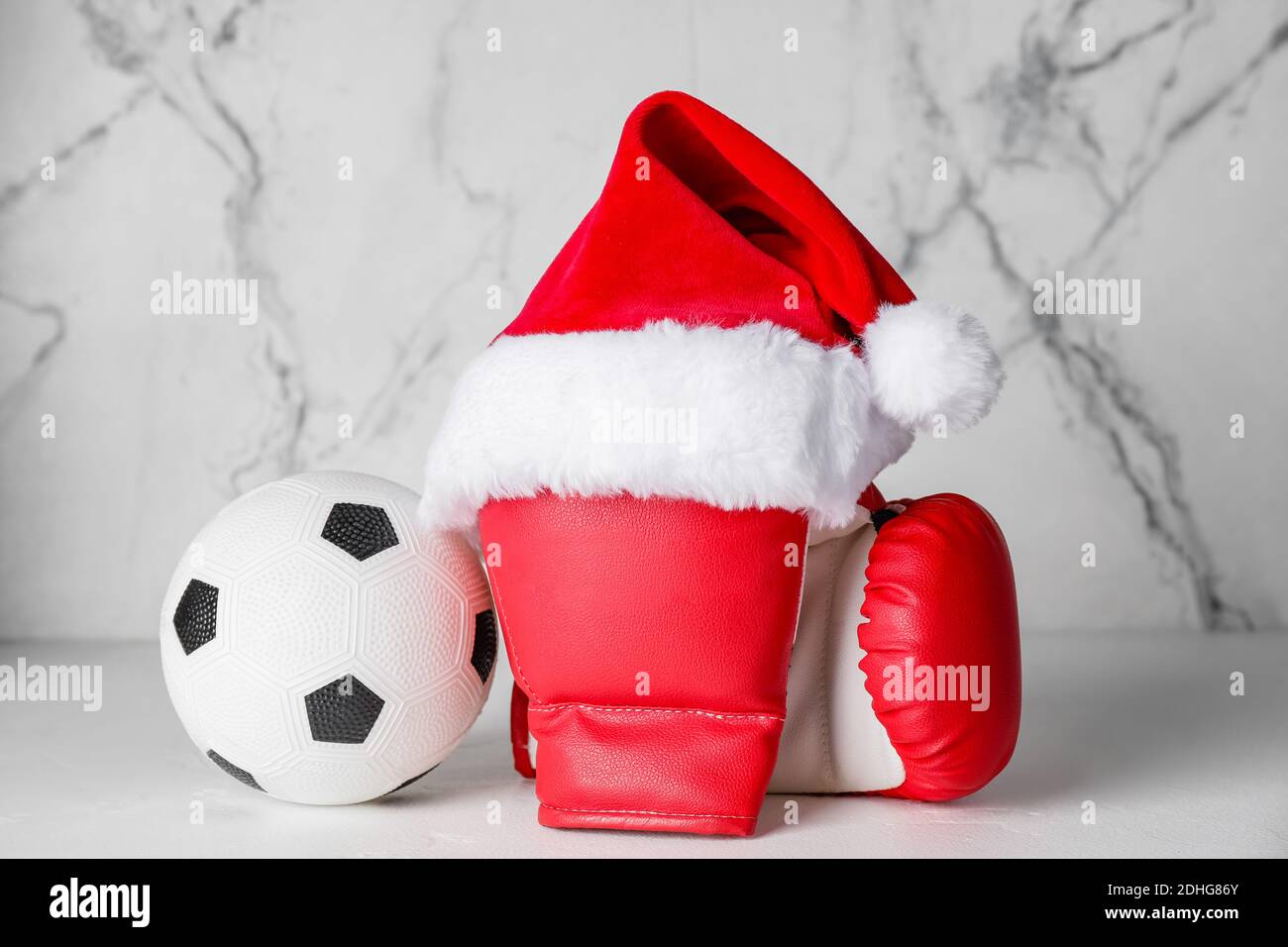 Santa hat on soccer ball hires stock photography and images Alamy