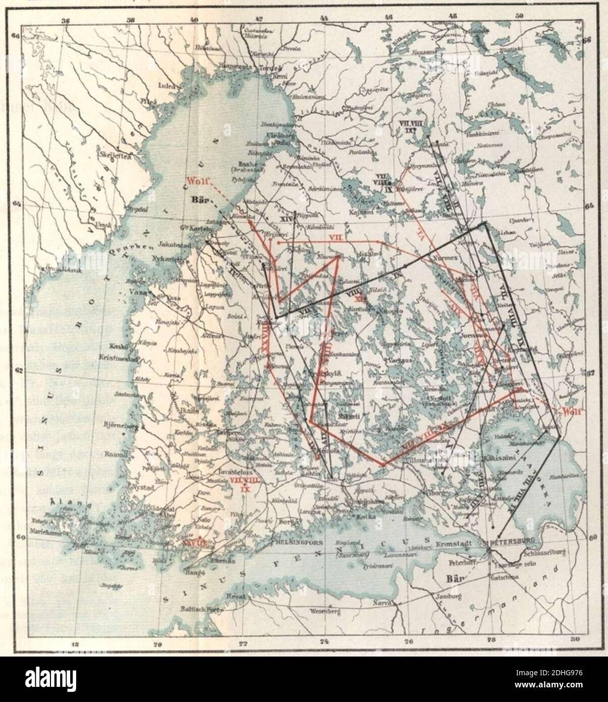 Krohn Nordische Thierm?rchenkette map. Stock Photo