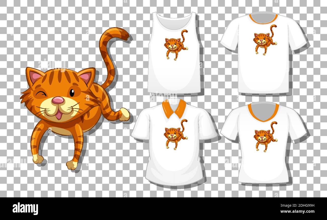 Cat Cartoon Character With Set Of Different Shirts Isolated On Transparent Background Illustration Stock Vector Image Art Alamy Cat Cartoon Character With Set Of Different Shirts Isolated On Transparent Background Illustration Stock Vector Image Art Alamy