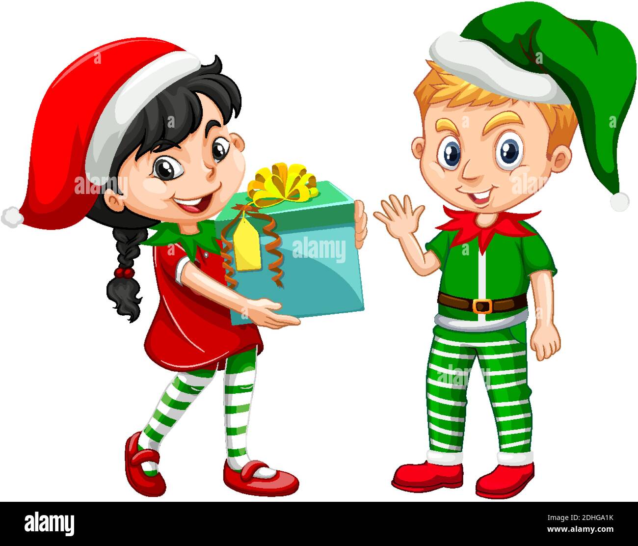 Cute girl and boy in christmas costume cartoon character illustration Stock  Vector Image & Art - Alamy