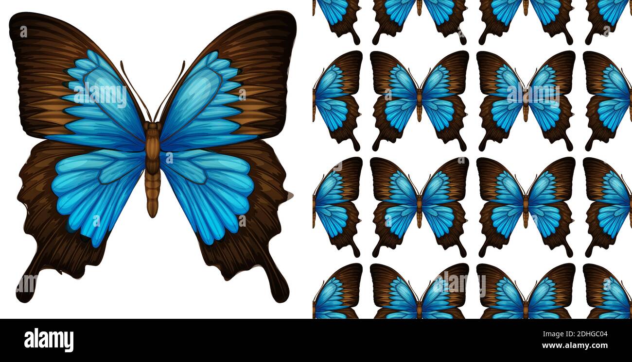 Blue butterfly and seamless background illustration Stock Vector Image ...