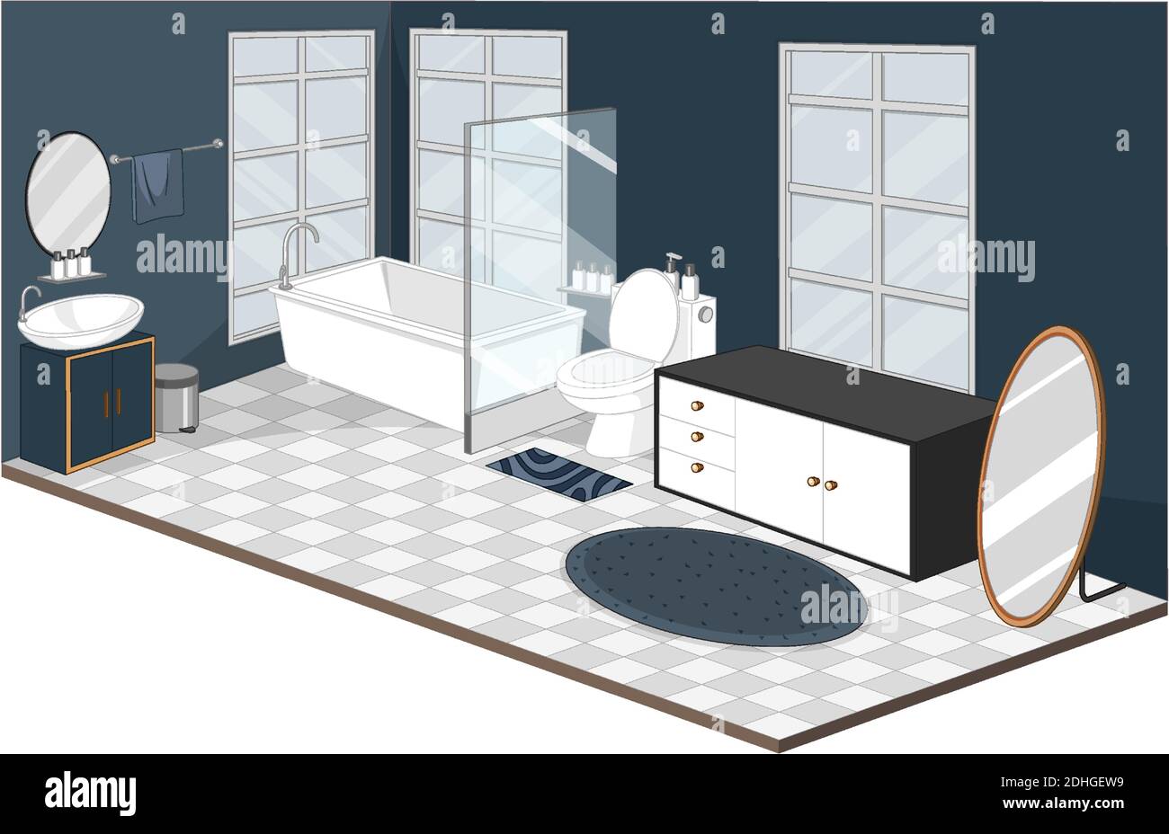 Bathroom interior with furniture modern style illustration Stock Vector ...