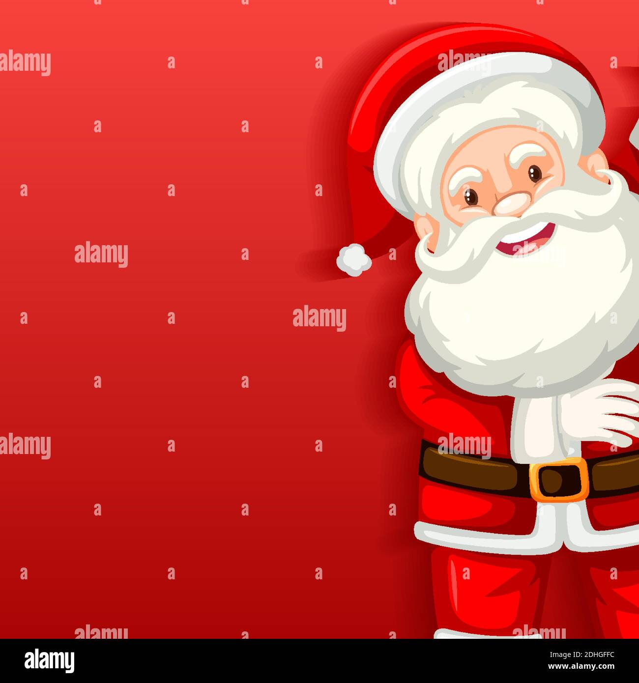 Cute Santa Claus cartoon character on red background illustration Stock ...
