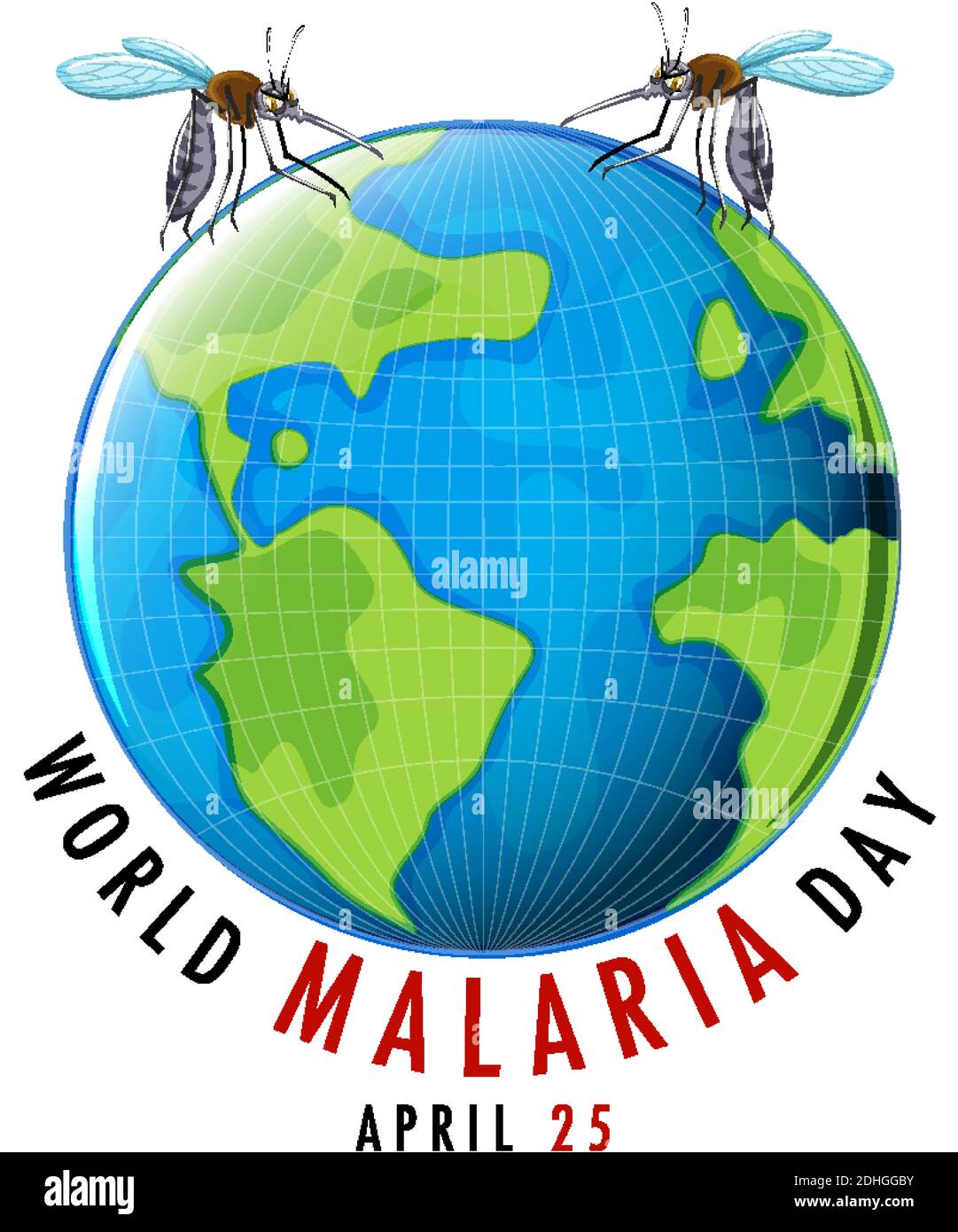 World Malaria Day logo or banner with mosquito and the earth
