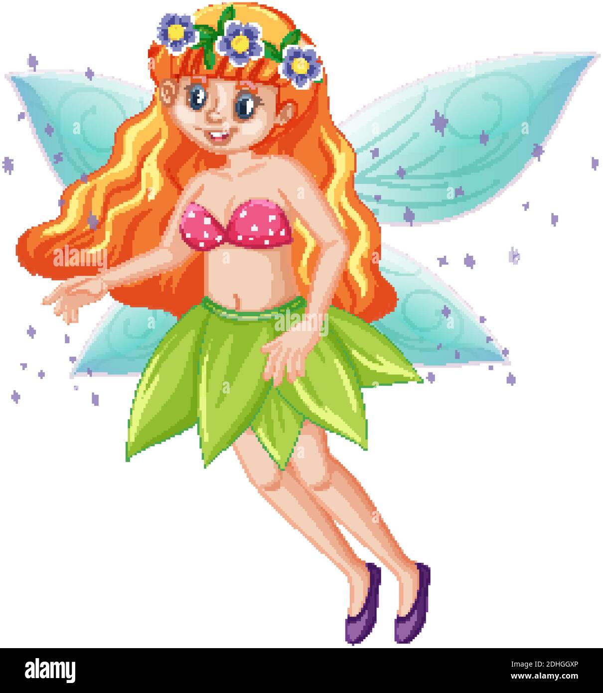 Cute fairy standing position cartoon character on white background illustration Stock Vector