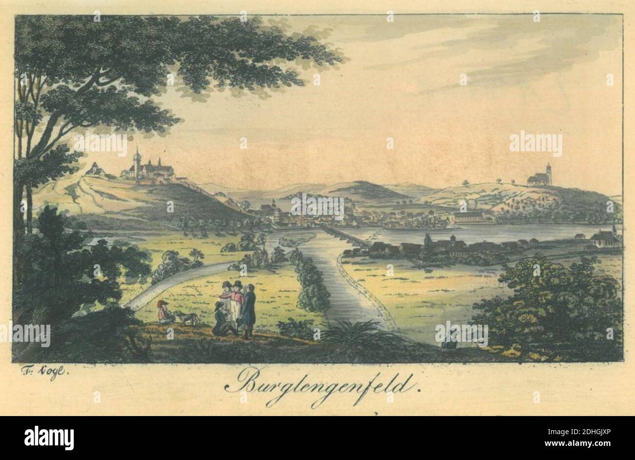 Kupferstich - Burglengenfeld - Fr Vogl - Neuburger Taschenbuch - um 1809. Stock Photo