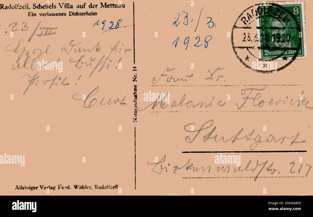 Kurt Floericke 23.3.1928 RadolfzellScheffelschlösschenSüddeutsche