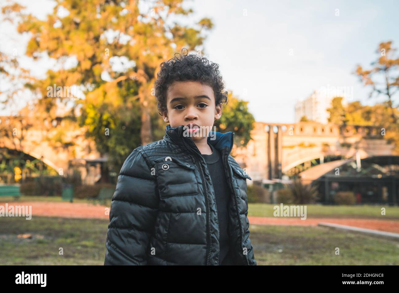 African american boy at the park Stock Photo - Alamy