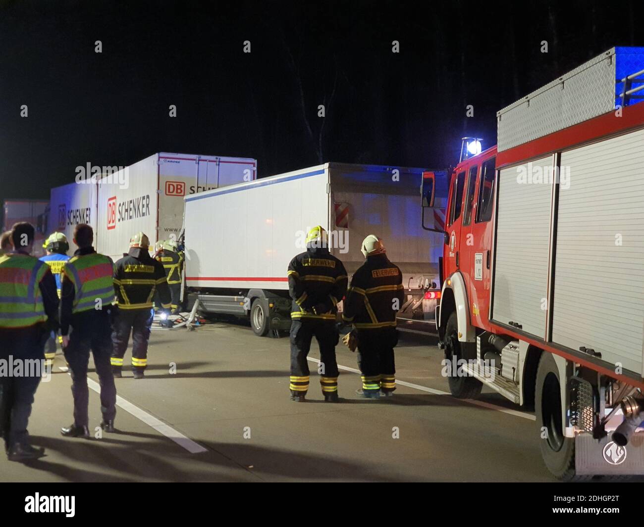Magdeburg, Germany. 11th Dec, 2020. Firefighters are on duty after an ...