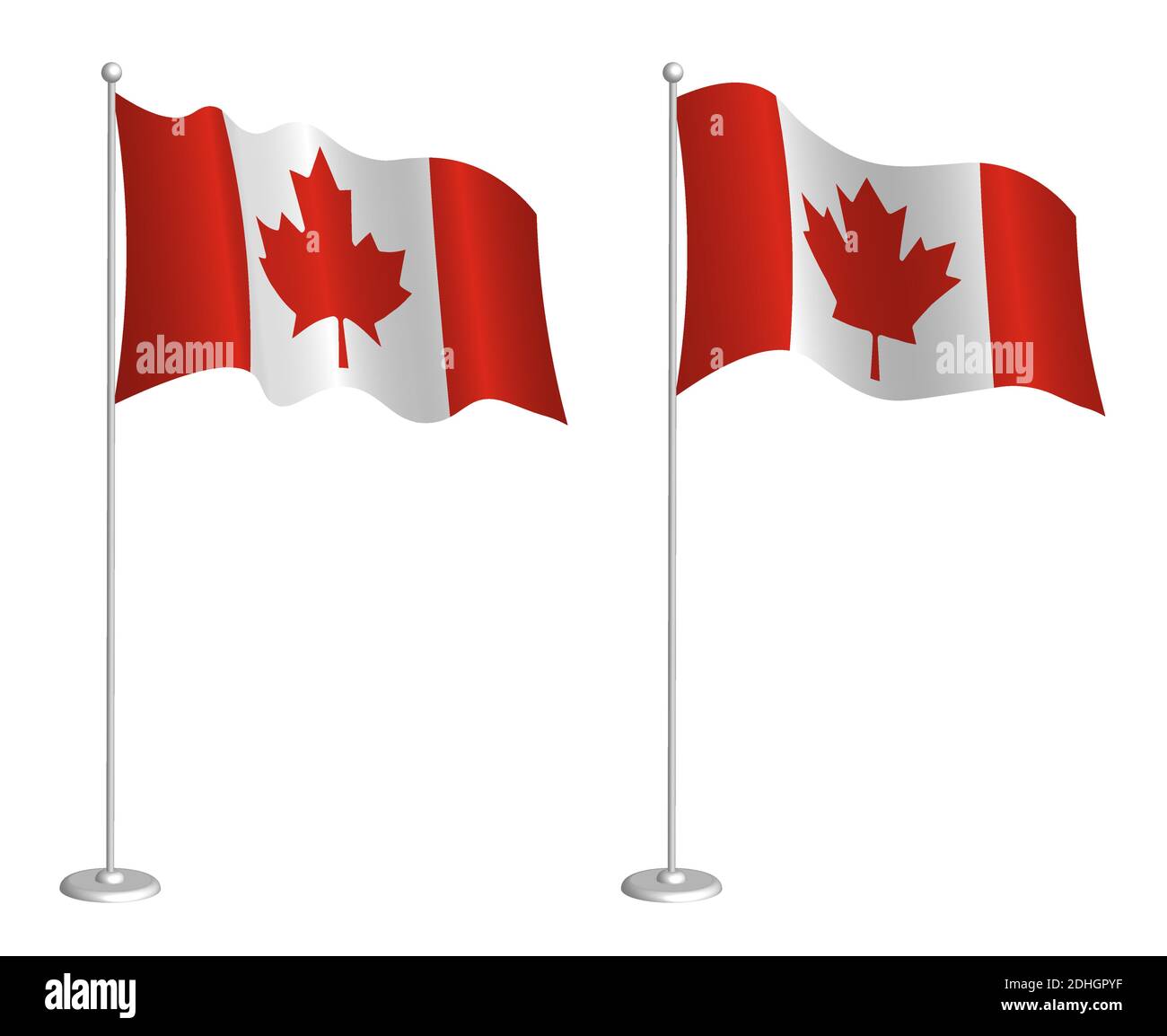 flag of Canada on flagpole waving in the wind. Holiday design element