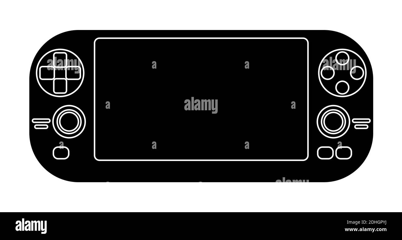 black and white icon of a portable game console, controller for a game ...