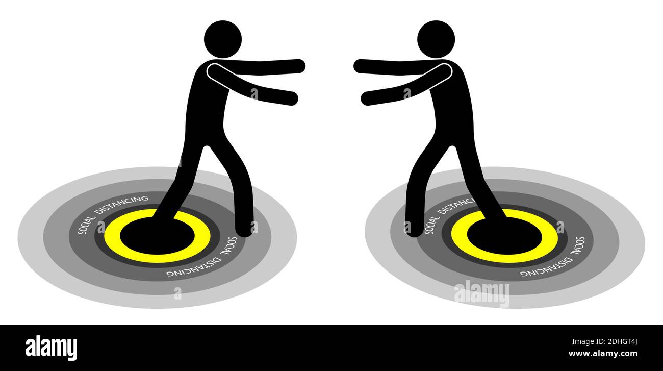 people pull their hands to each other inside the restrictive circle, an element of social advertising. Keeping a safe distance during illness, quarant Stock Vector