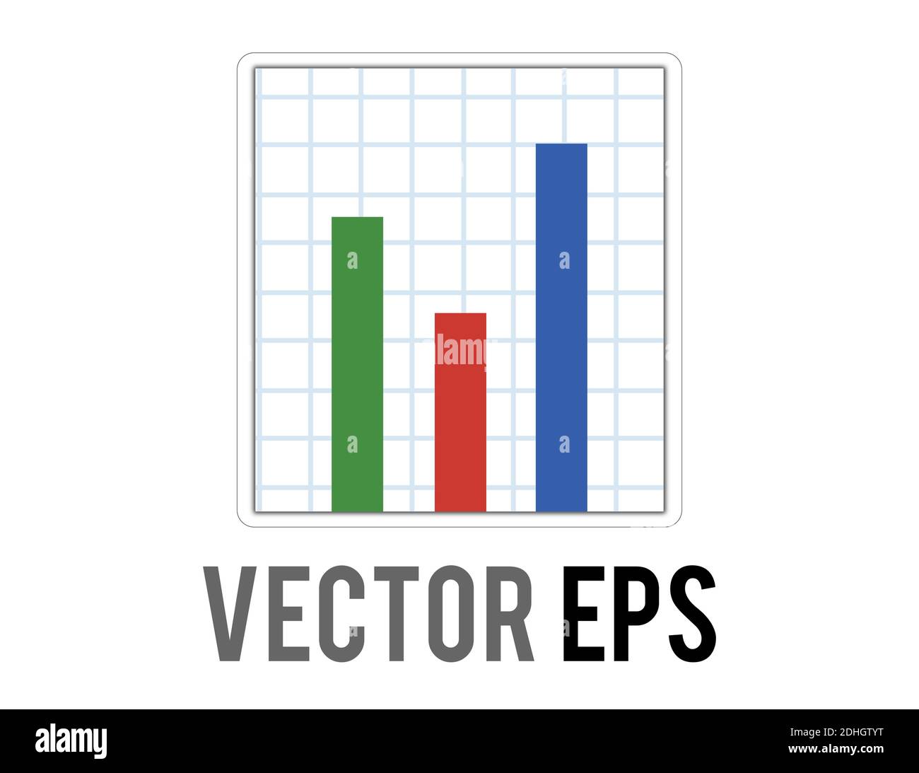 The Vector business presentation summary finance report bar chart icon showing three different colored vertical rectangles Stock Vector