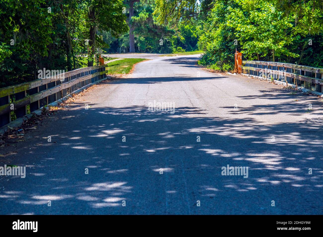 Augusta, Ga USA 07 04 20 Lock and Dam outdoor view a wooden rail