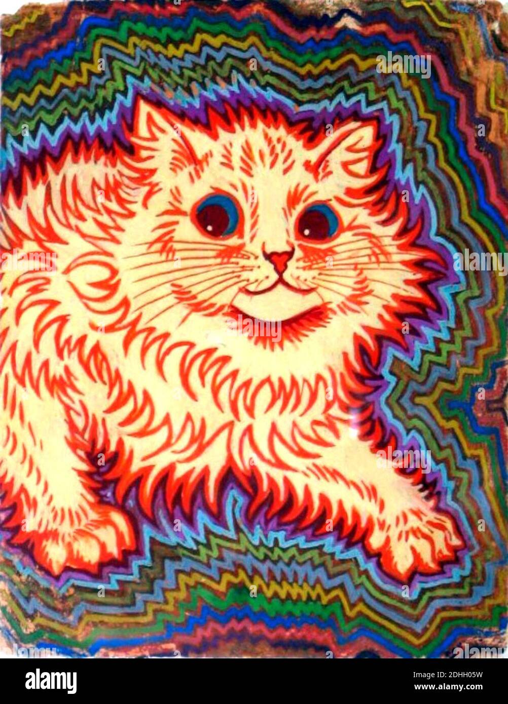 L. Wain's psychedelic cat. Stock Photo