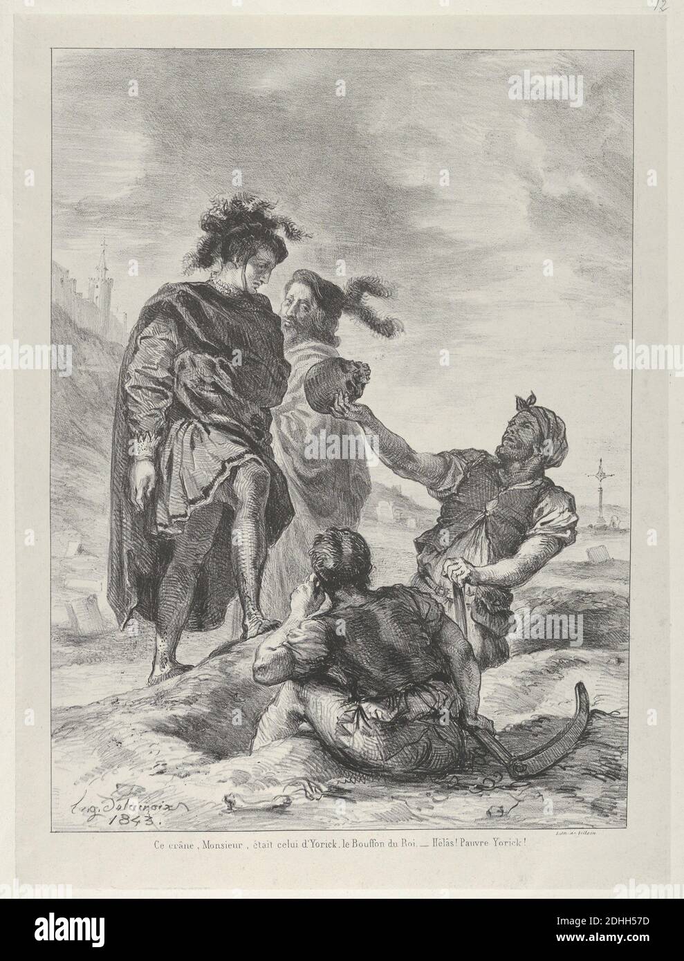 Eugène Delacroix (French, Charenton-Saint-Maurice 1798–1863 Paris) Hamlet and Horatio Before The Gravediggers (Hamlet,Act 5, Scene 1), 1843 French,  Lithograph; second state of four; Image: 11 1/4 x 8 1/4 in. (28.5 x 21 cm) Sheet: 12 1/2 x 9 5/16 in. (31.8 x 23.7 cm) The Metropolitan Museum of Art, New York, Rogers Fund, 1922 (22.56.16) http://www.metmuseum.org/Collections/search-the-collections/337347 Stock Photo
