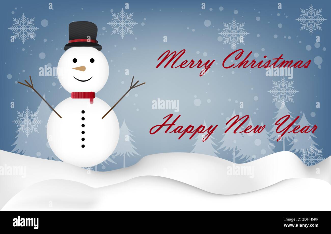 graphics design snowman and snow for Card Merry Christmas vector ...