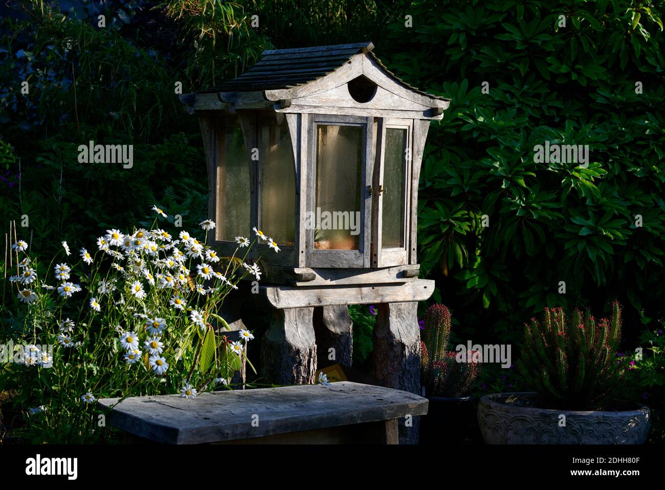 buddhist shrine,Altar,Butsudan Shrine,God,Zen,House,Religion,Praying,garden,gardens,garden feature,Hunting brook gardens, Wicklow,RM floral Stock Photo