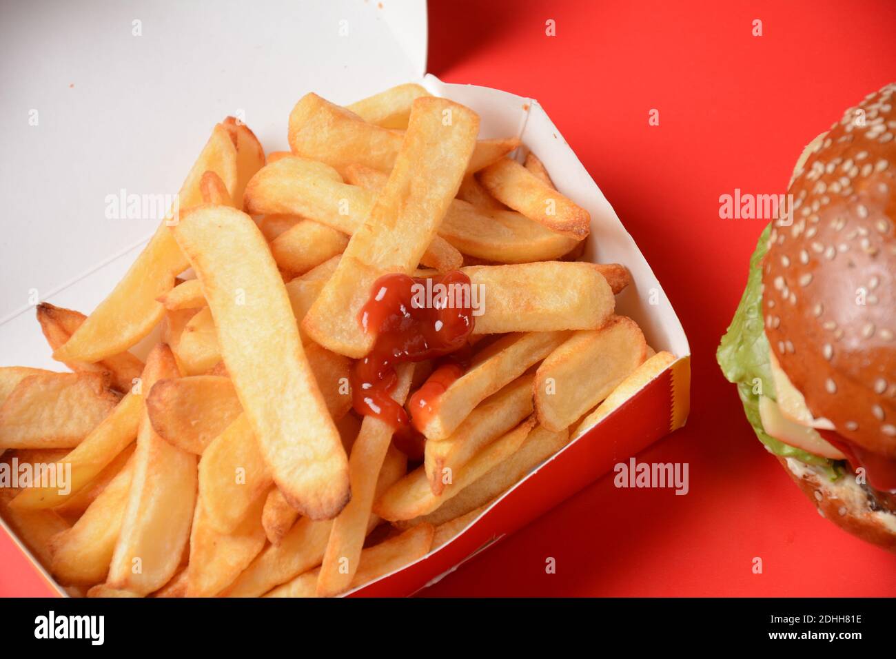 American burger and french fries Stock Photo Alamy
