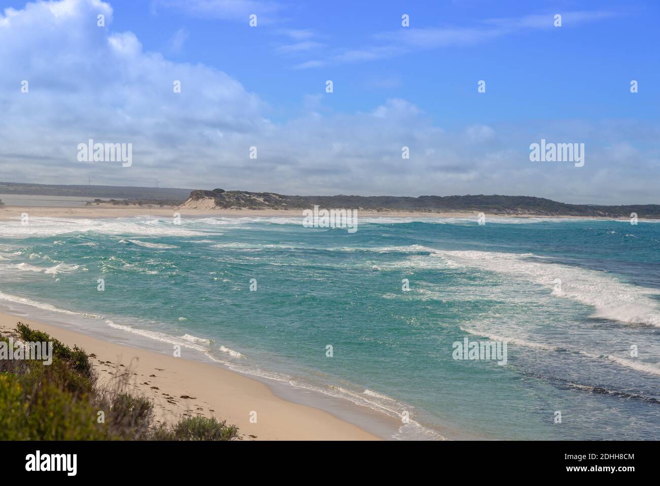 View to the indian ocean from an outlook at the four Mile Beach in the Fitzgerald River National Park west of Hopetoun, Western Australia Stock Photo