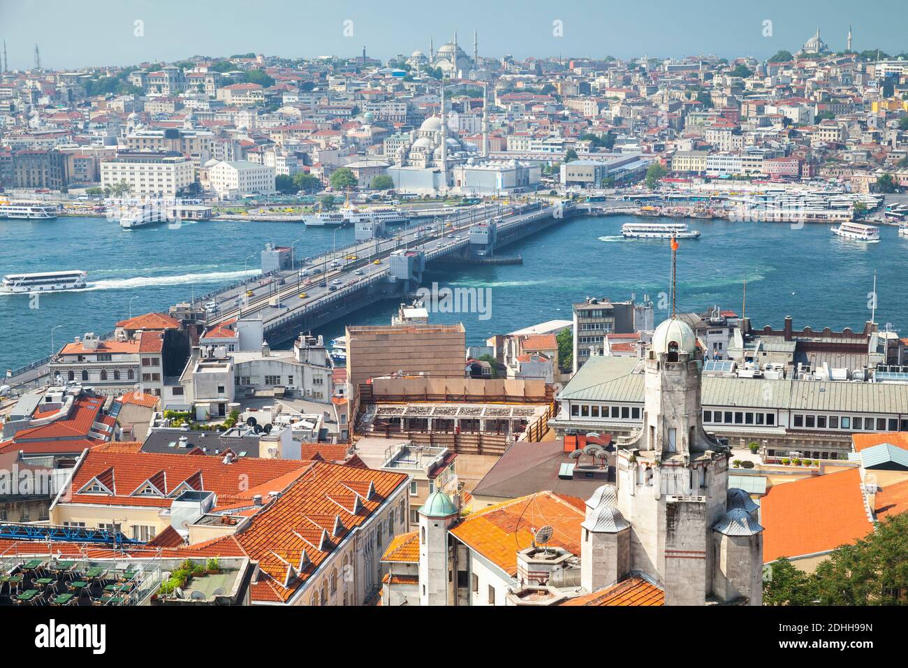 Istanbul, Turkey. Summer cityscape with Golden Horn, the primary inlet of the Bosphorus Stock Photo