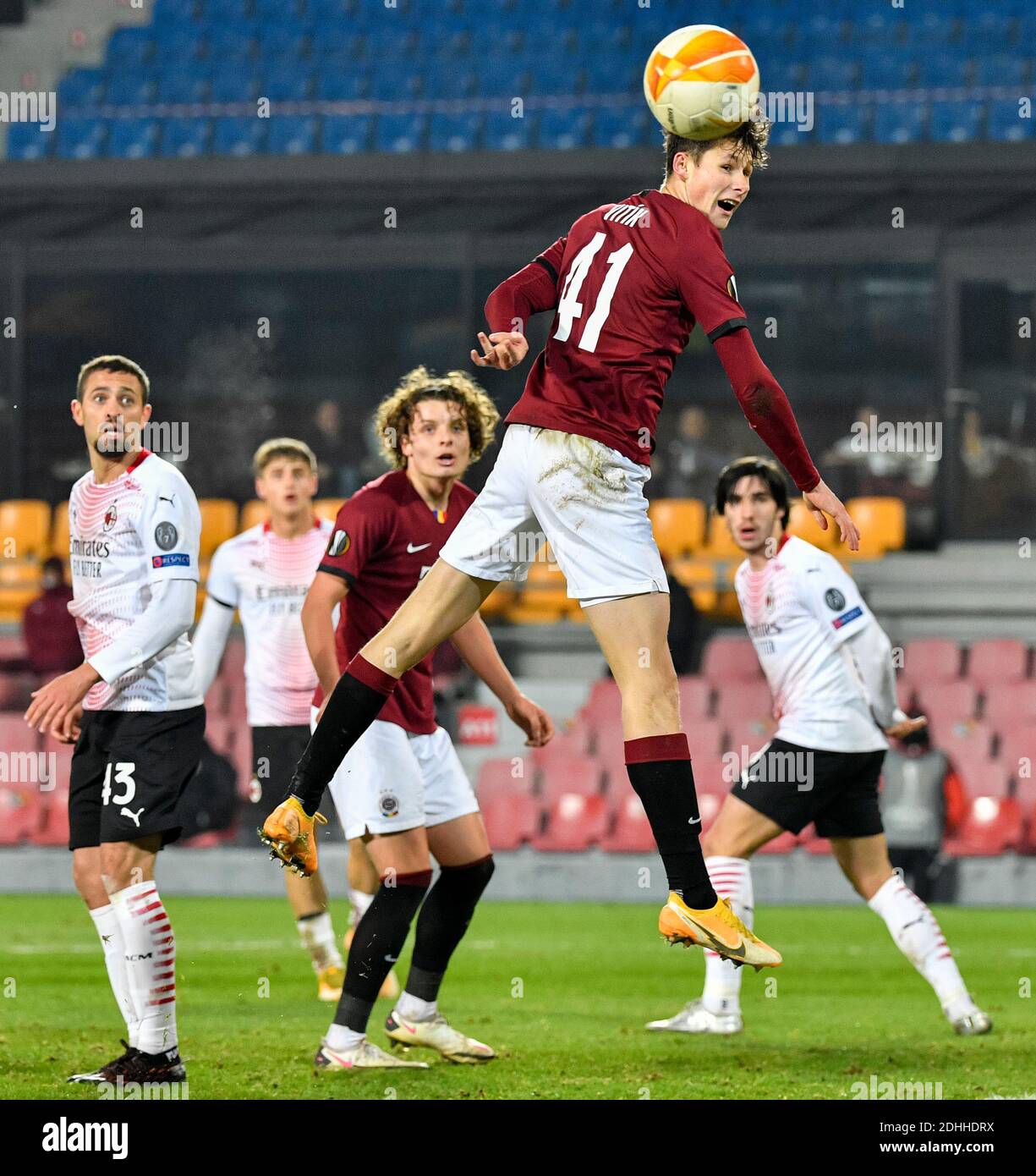 Martin Vitik (Sparta) in action during the UEFA Europa League 6th round,  group H, match AC Sparta Prague vs AC Milan in Prague, Czech Republic, on  Thu Stock Photo - Alamy