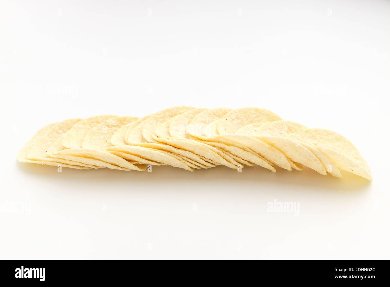 Potato chips. Salty sweets with potato flavor. Cookies in a long