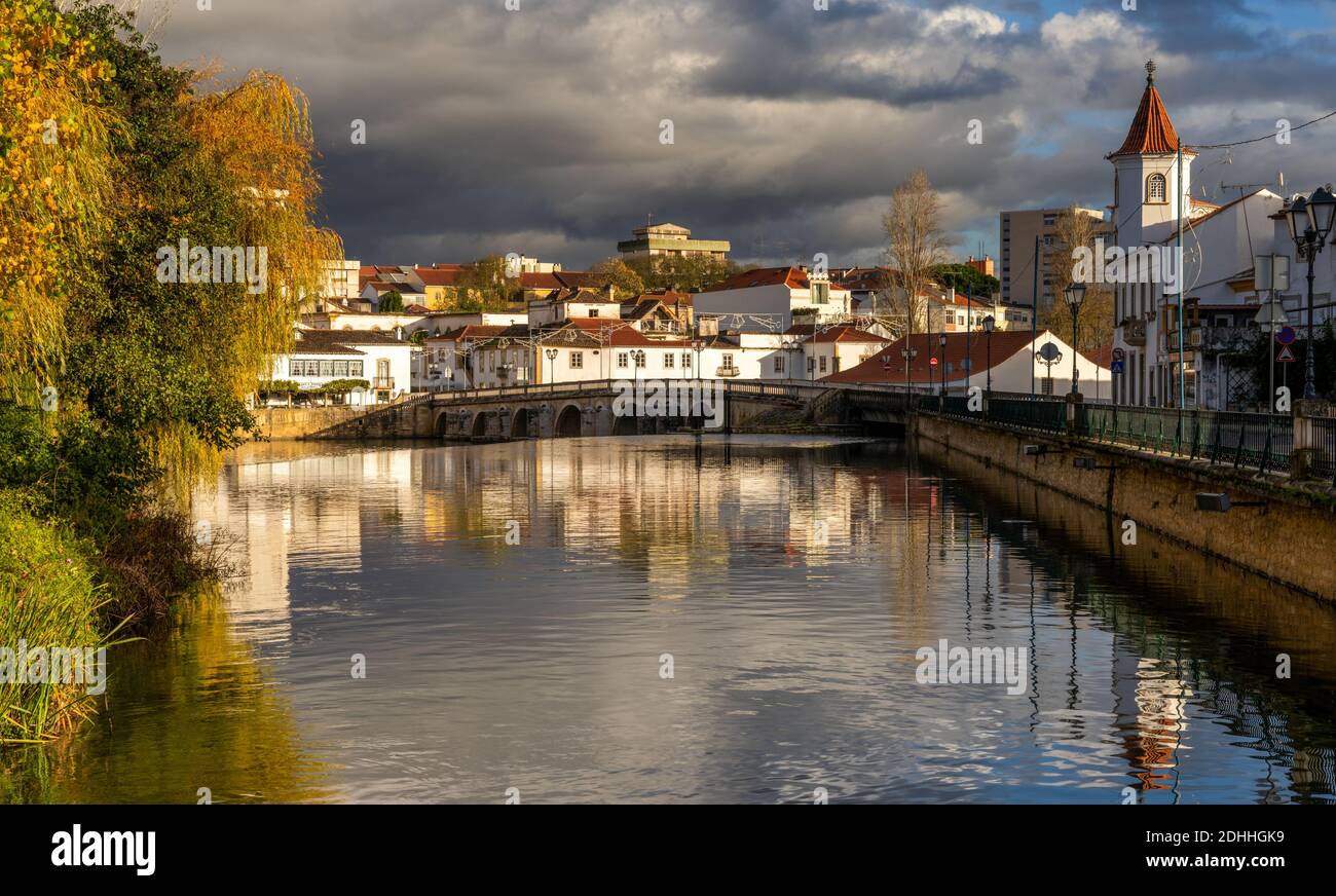 Tomar, Portugal: 8 December 2020: view of the historic city of  Tomar in central Portugal Stock Photo