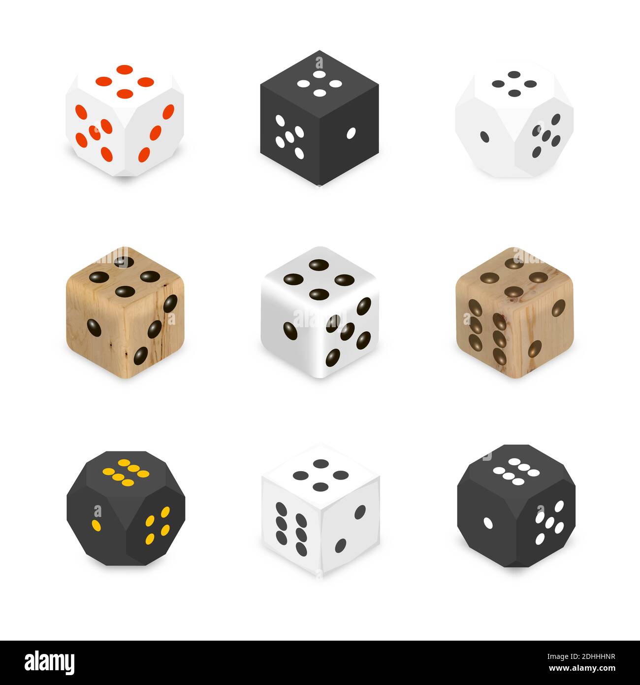 Set of various dices isolated on white background. 3D isometric style ...