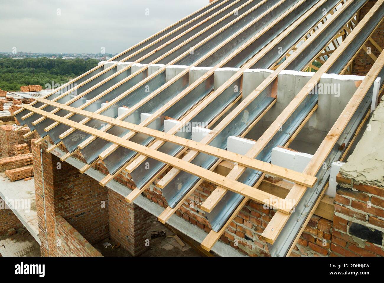 Stainless steel roof structure for future roof under construction