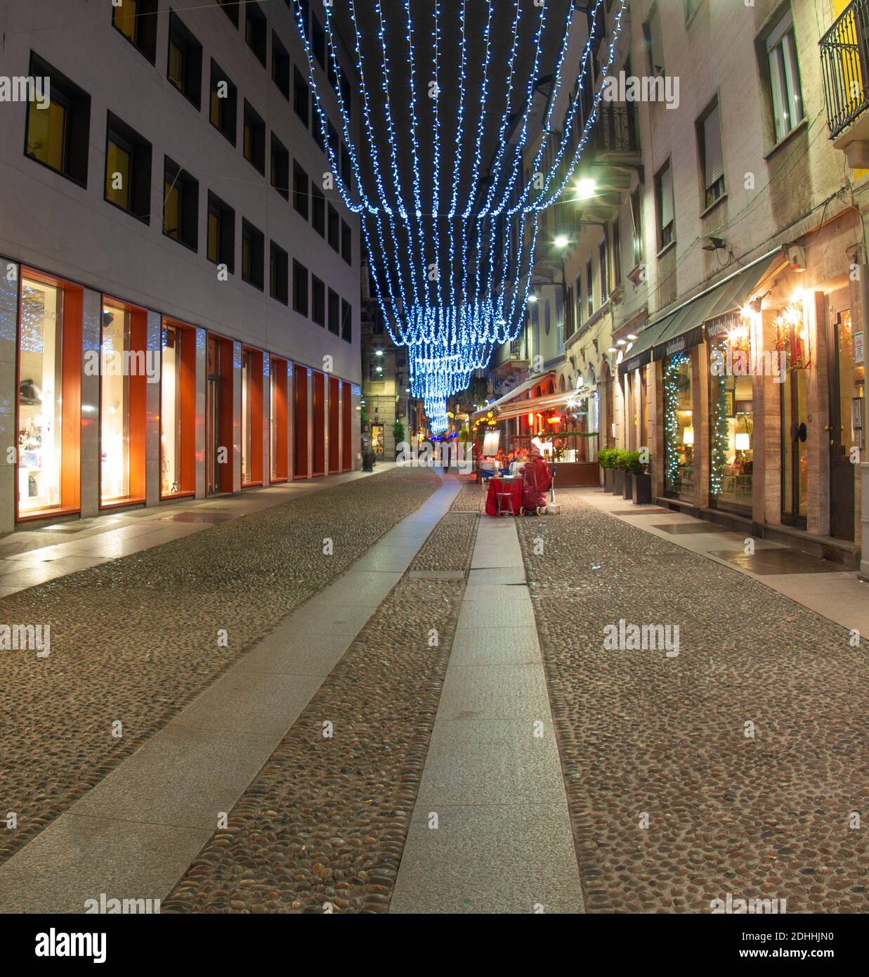 via Brera, a characteristic shopping street in the city center with Christmas decorations.Milan,Italy Stock Photo