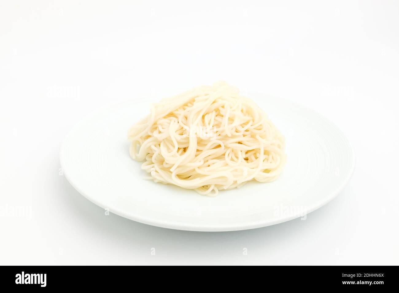 Frequently eaten noodles in Asia. White thin wheat noodle. Wheat