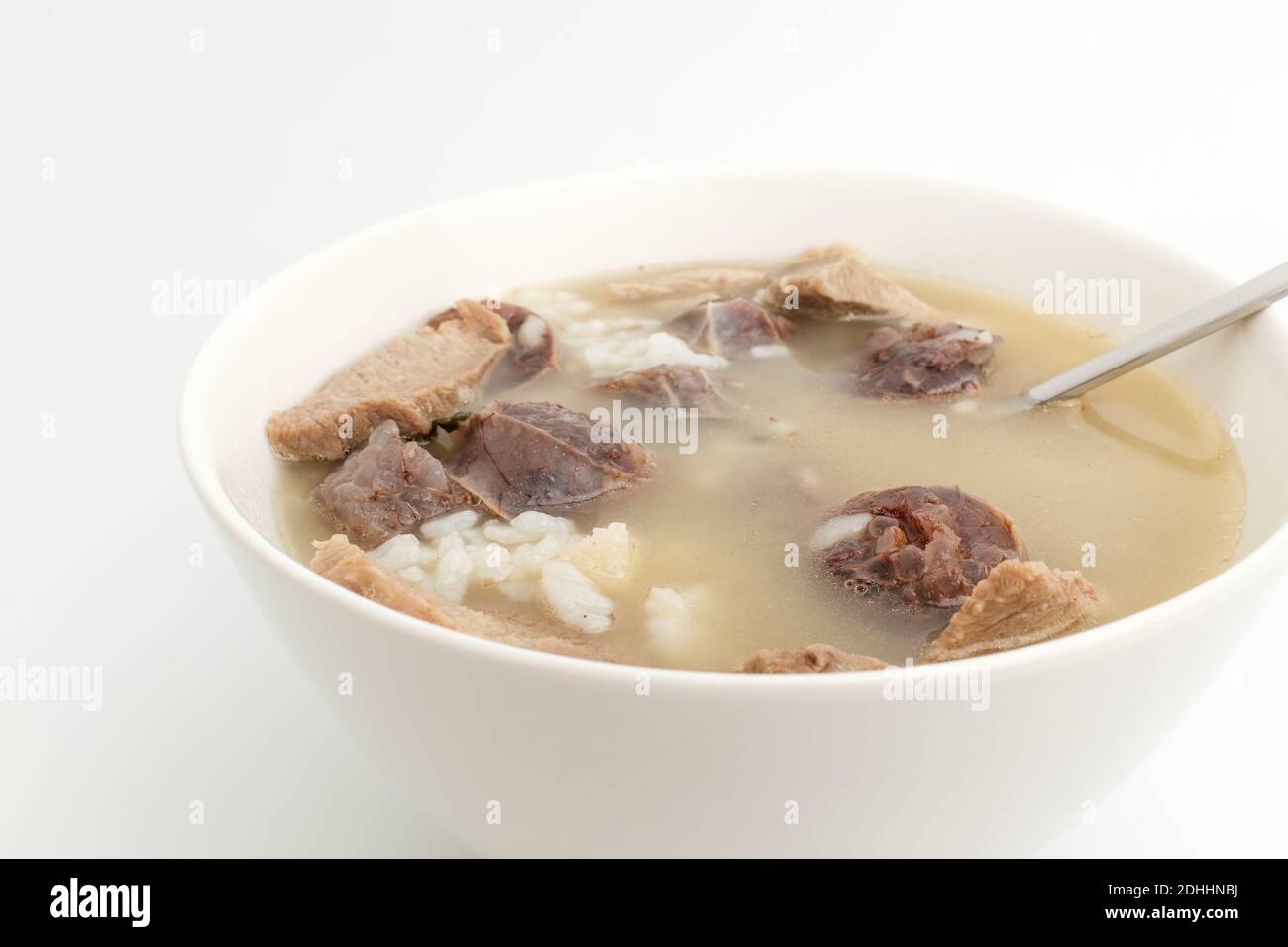 Pork intestine soup on white background Stock Photo Alamy