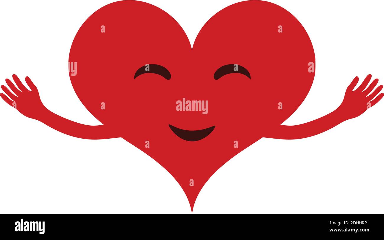 Smiling red heart with embracing arms. Stock Vector
