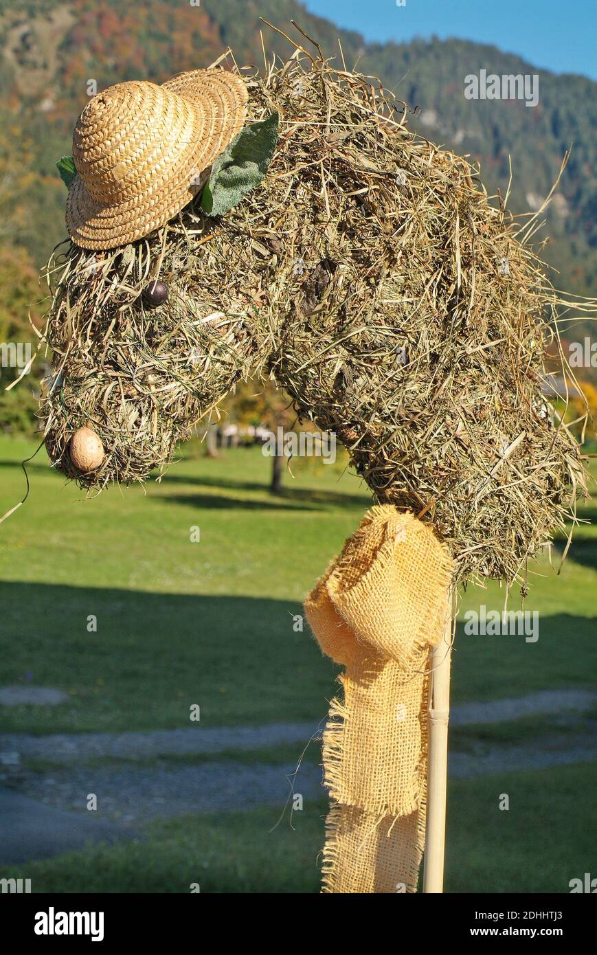 Austria, Horse's head made of straw at the traditional yearly herb festival in Weissbriach, Carinthia Stock Photo