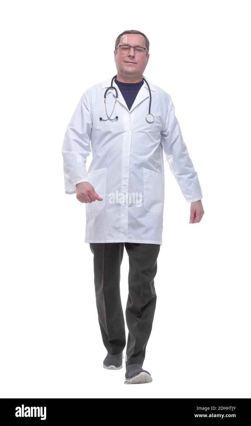 in full growth. male doctor with a stethoscope striding forward Stock ...