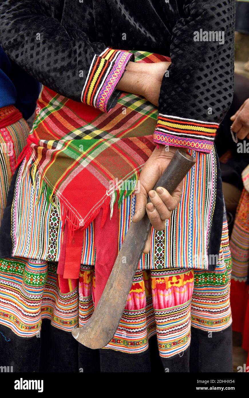 Vietnam. North Vietnam. Bac Ha area. Sunday market at Bac Ha.  Flower Hmong ethnic group. Stock Photo