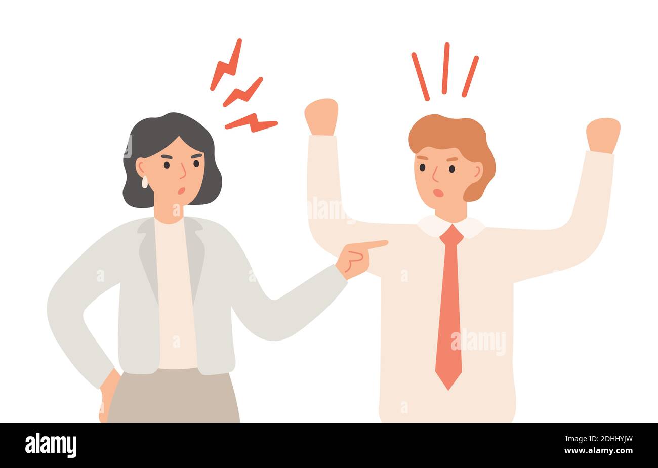 Couple arguing, angry man and woman having quarrel or disagreement in relationship. Family members conflict Stock Vector