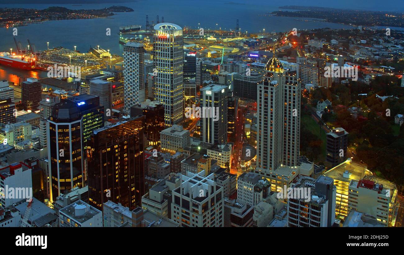 Neuseeland, Auckland, Nachtaufnahme, Reisen, Blick vom Skytower Stock Photo