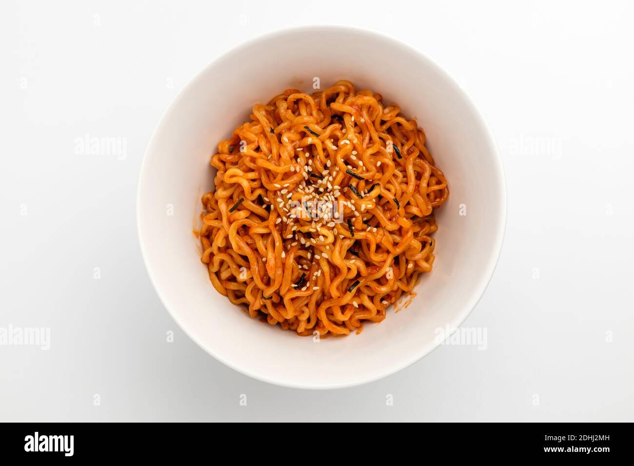 Spicy ramen popular in Korea. Very spicy food in red sauce. instant