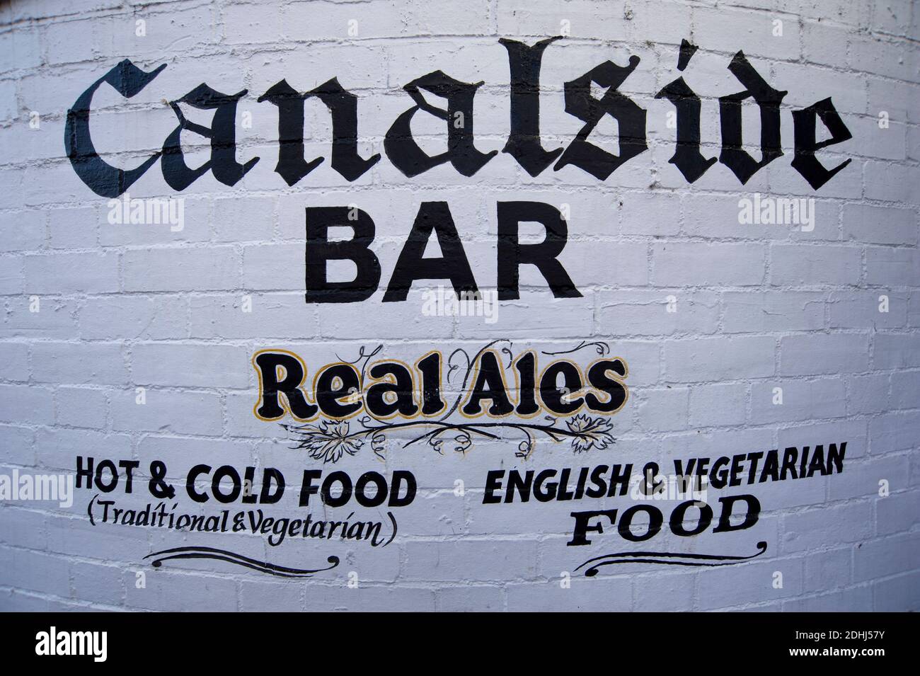 Canalside Bar Sign In Gas Street Basin Birmingham City Centre