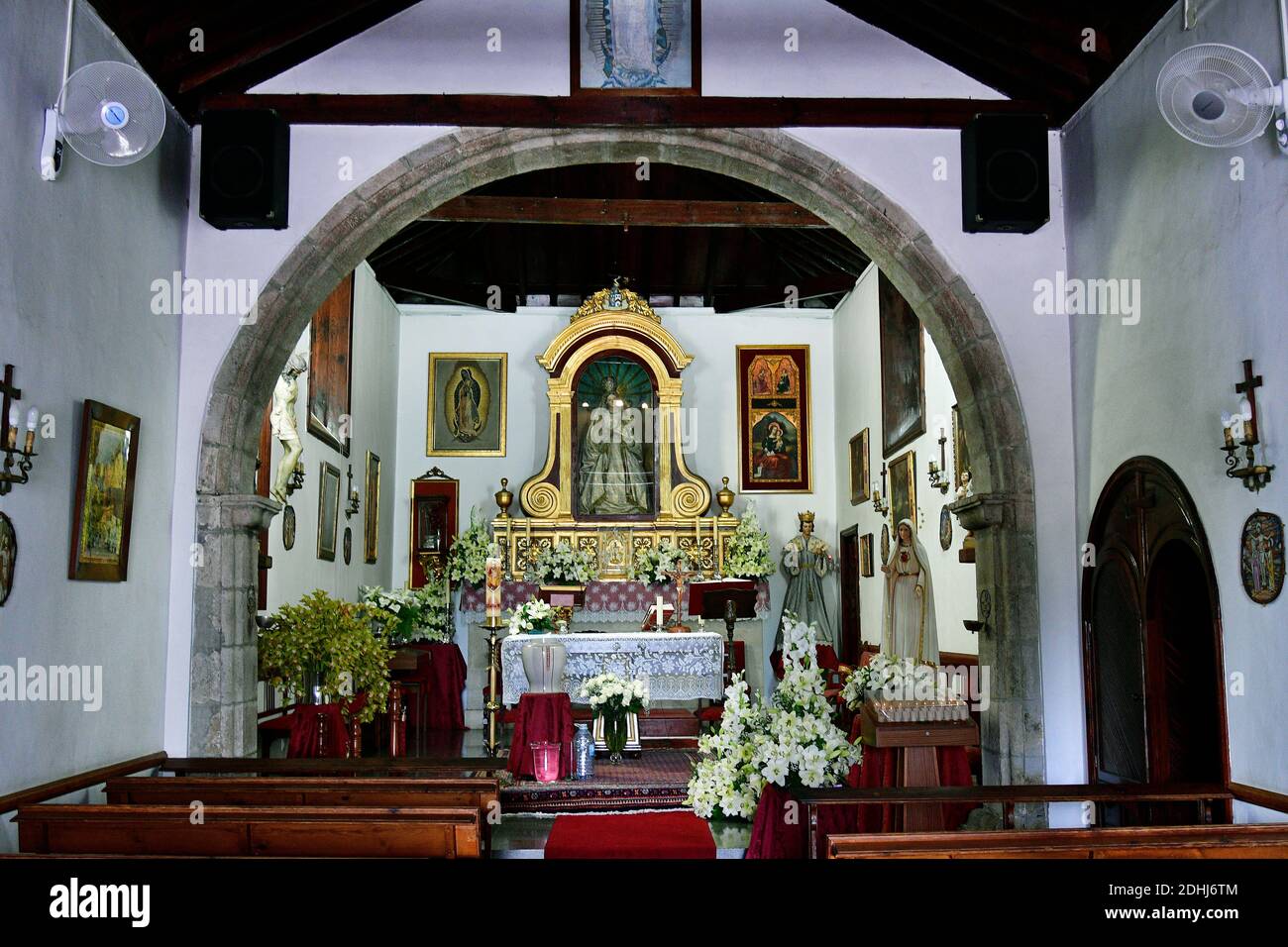 Spain, Canary Islands, Tenerife, inside of public chapel San Amaro la Paz in Puerto de la Cruz Stock Photo